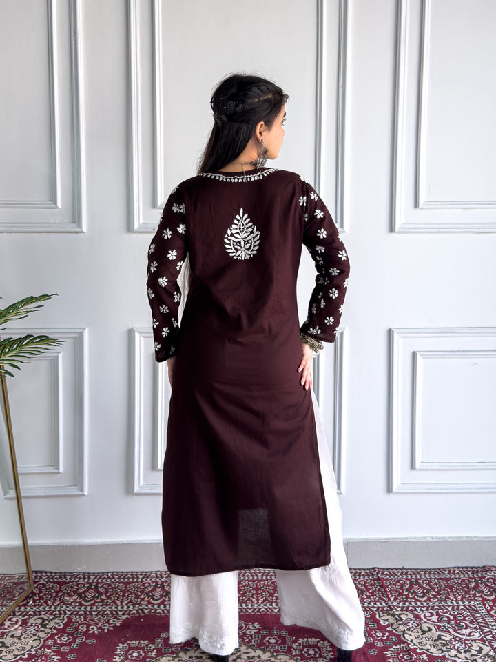 Lata Cotton Chikankari Basic Straight Kurta