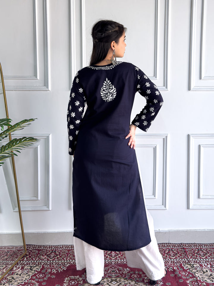 Lata Cotton Chikankari Basic Straight Kurta