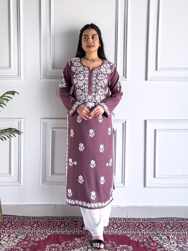 Anam Chikankari Rayon Straight Kurta