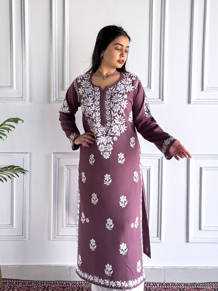 Anam Chikankari Rayon Straight Kurta