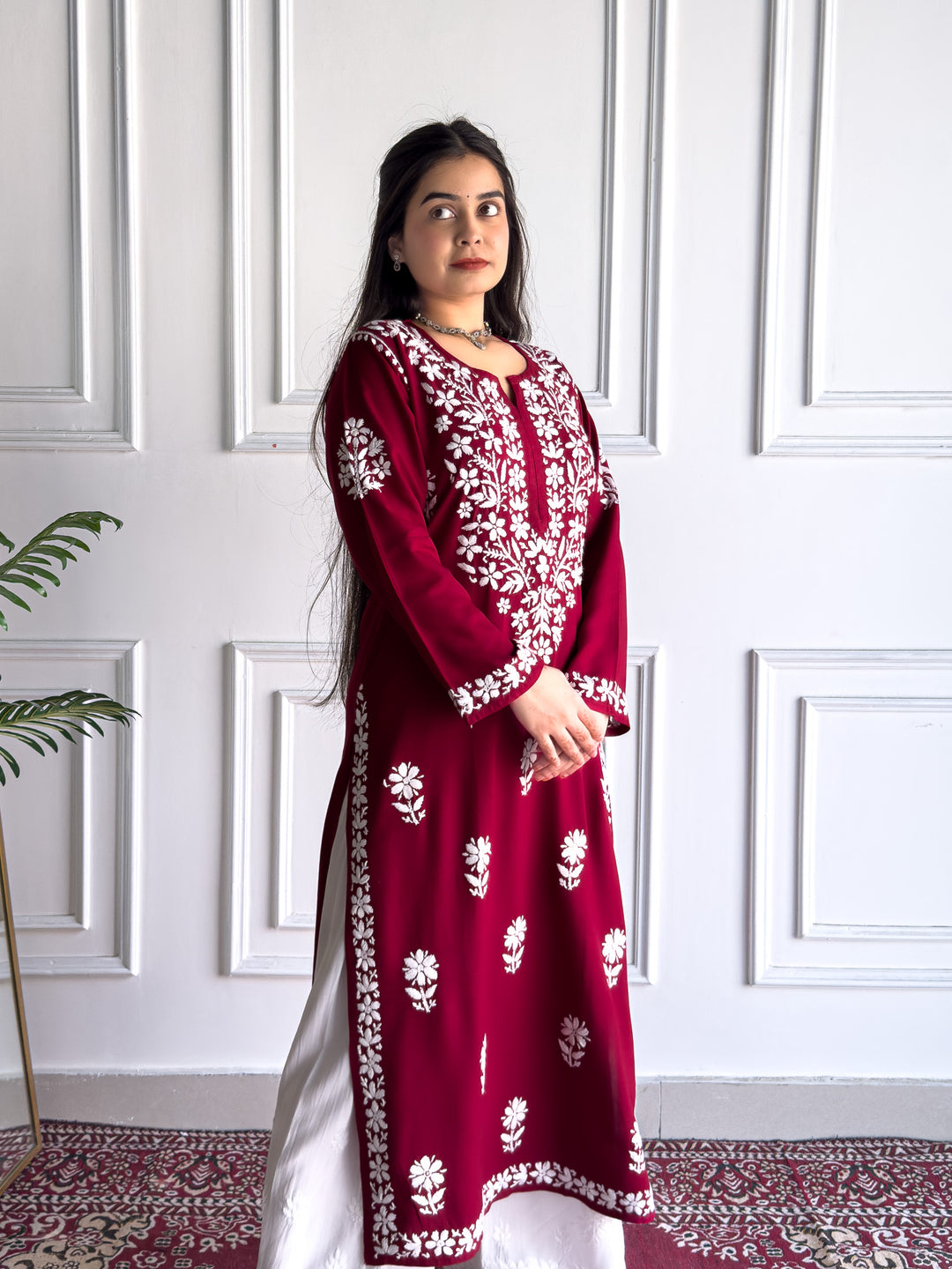 Anam Chikankari Rayon Straight Kurta