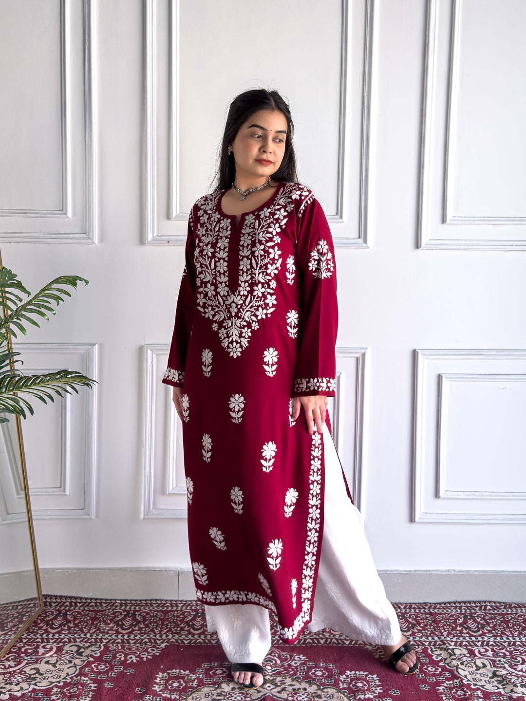 Anam Chikankari Rayon Straight Kurta
