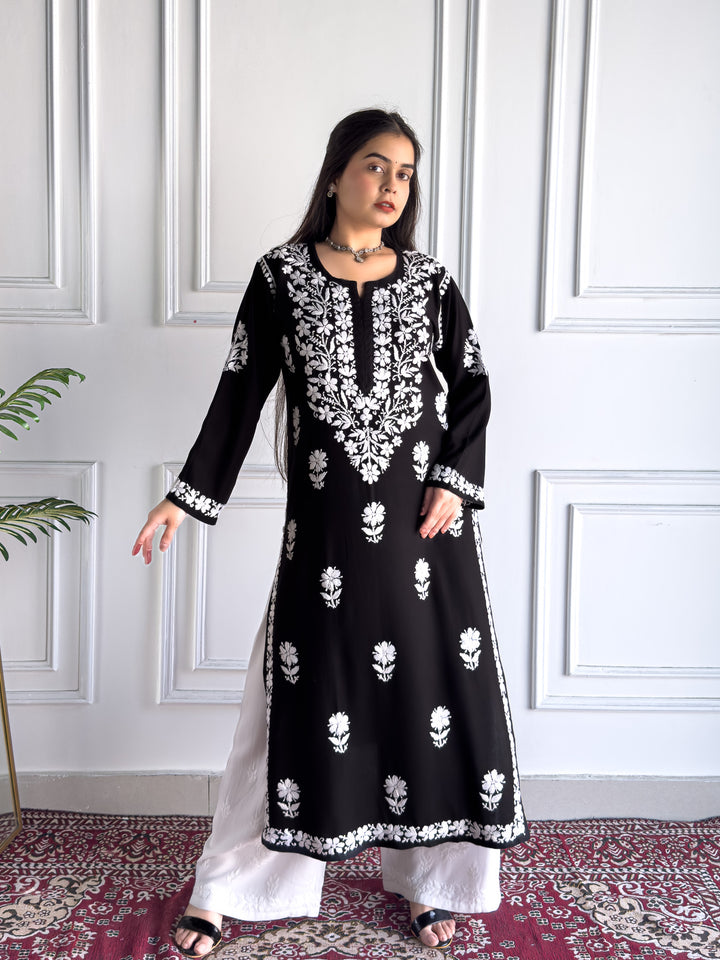Anam Chikankari Rayon Straight Kurta