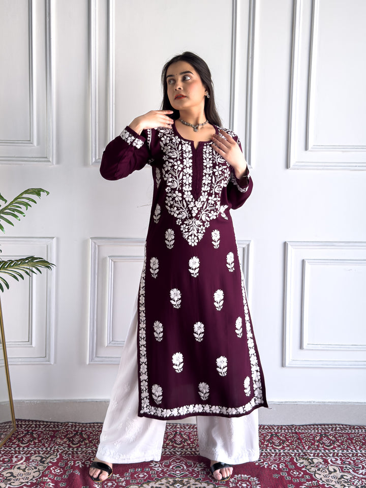 Anam Chikankari Rayon Straight Kurta