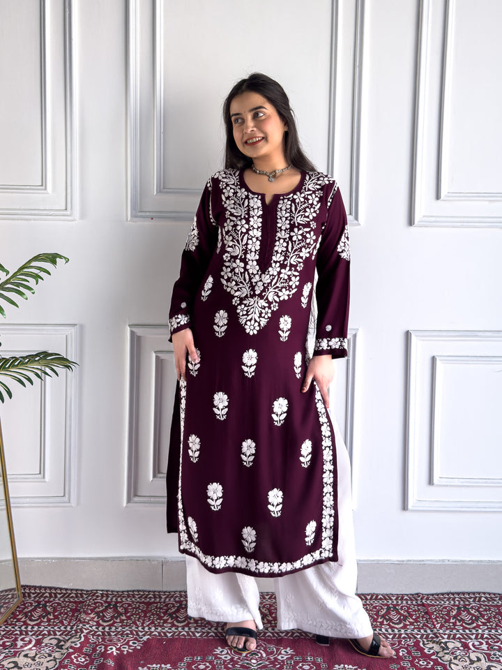 Anam Chikankari Rayon Straight Kurta