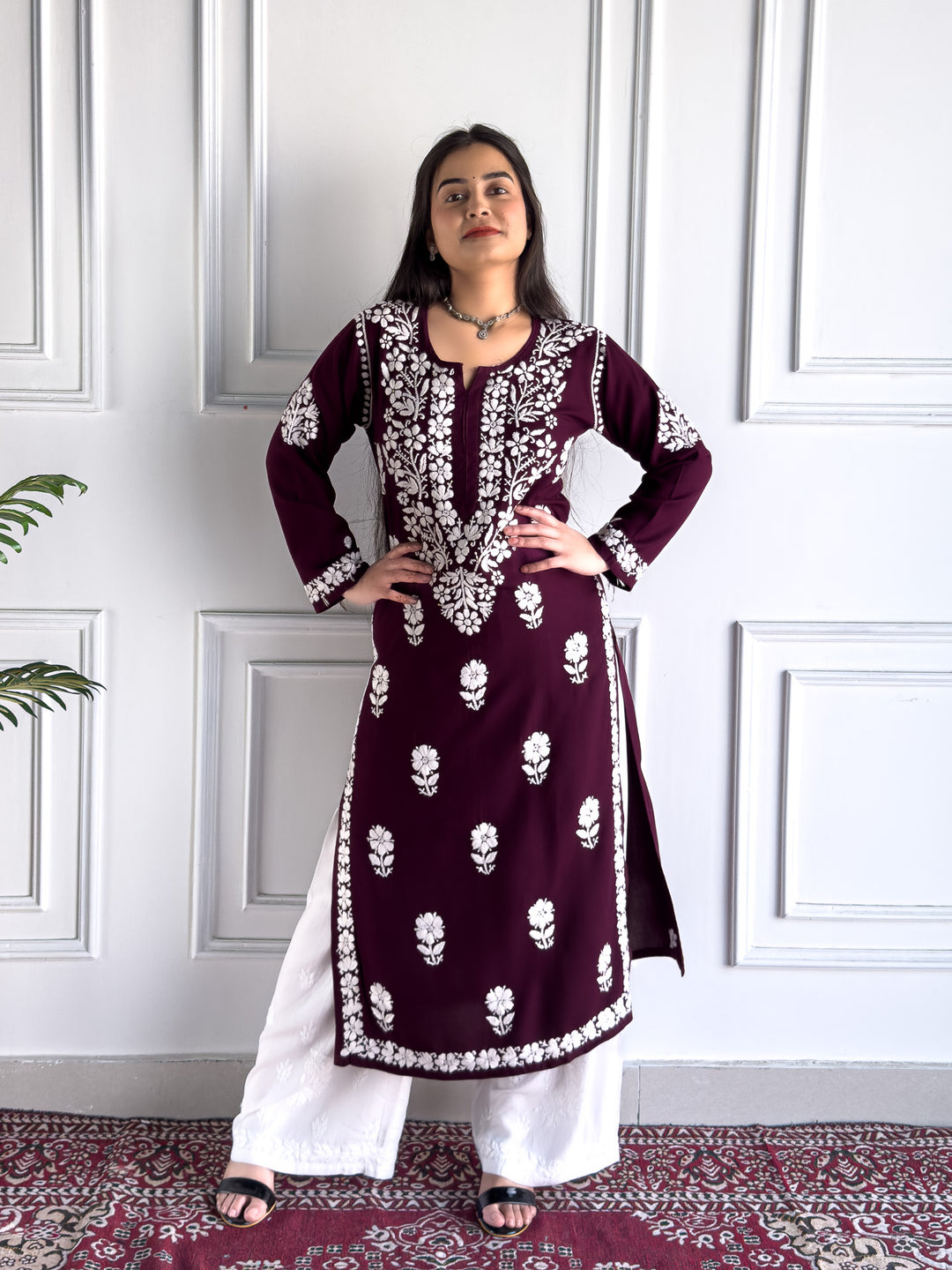 Anam Chikankari Rayon Straight Kurta