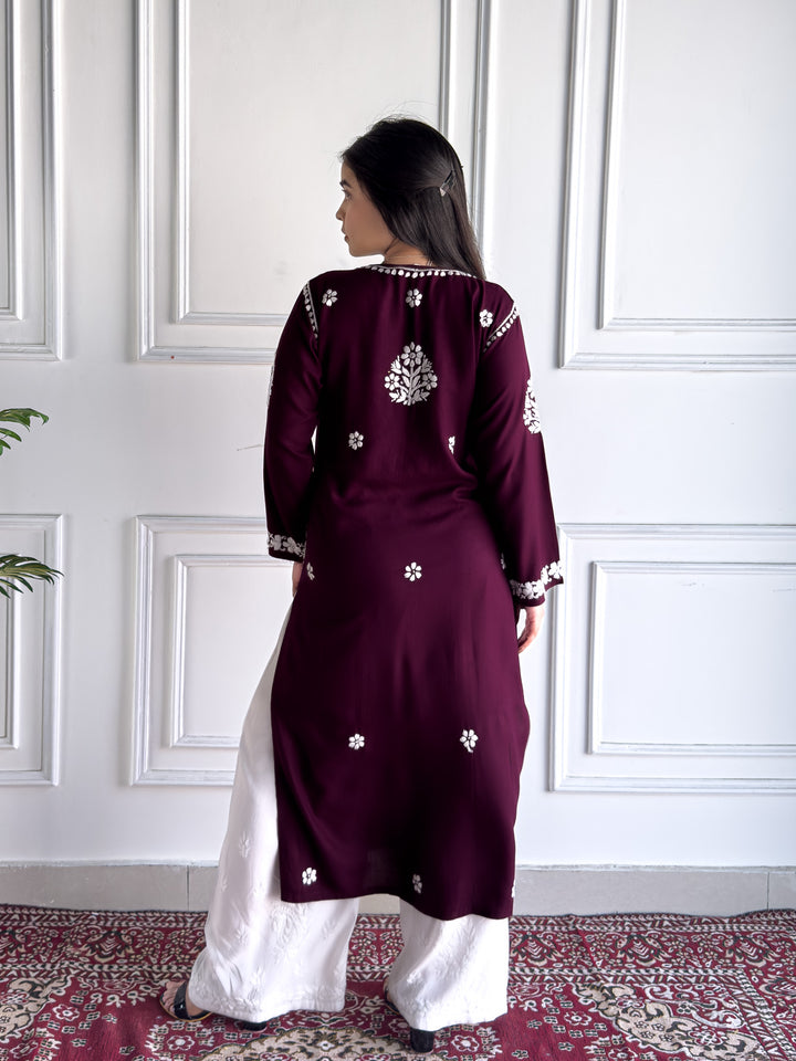 Anam Chikankari Rayon Straight Kurta
