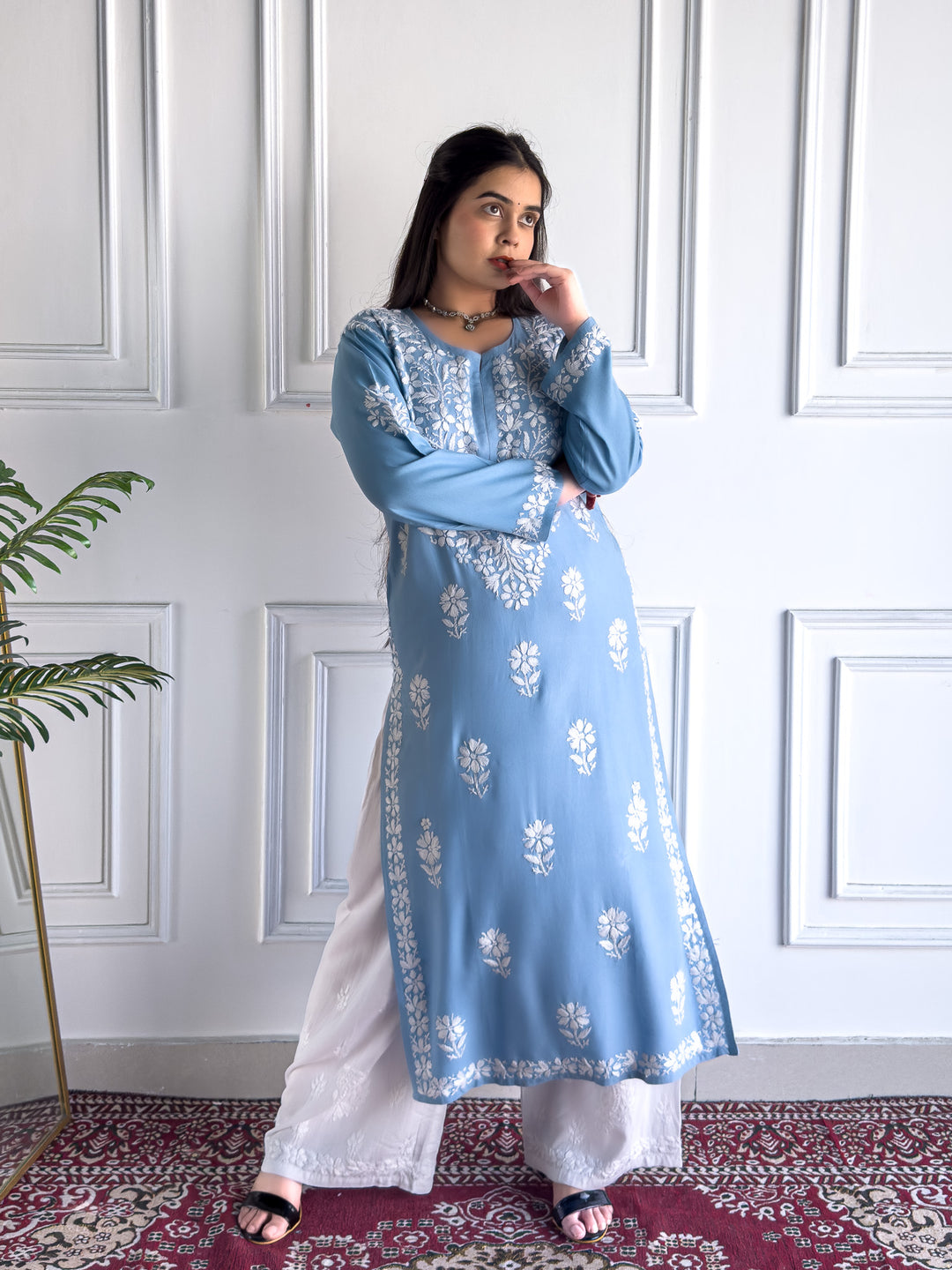 Anam Chikankari Rayon Straight Kurta