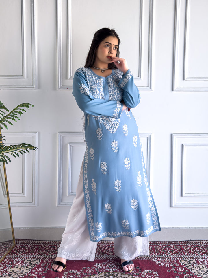 Anam Chikankari Rayon Straight Kurta