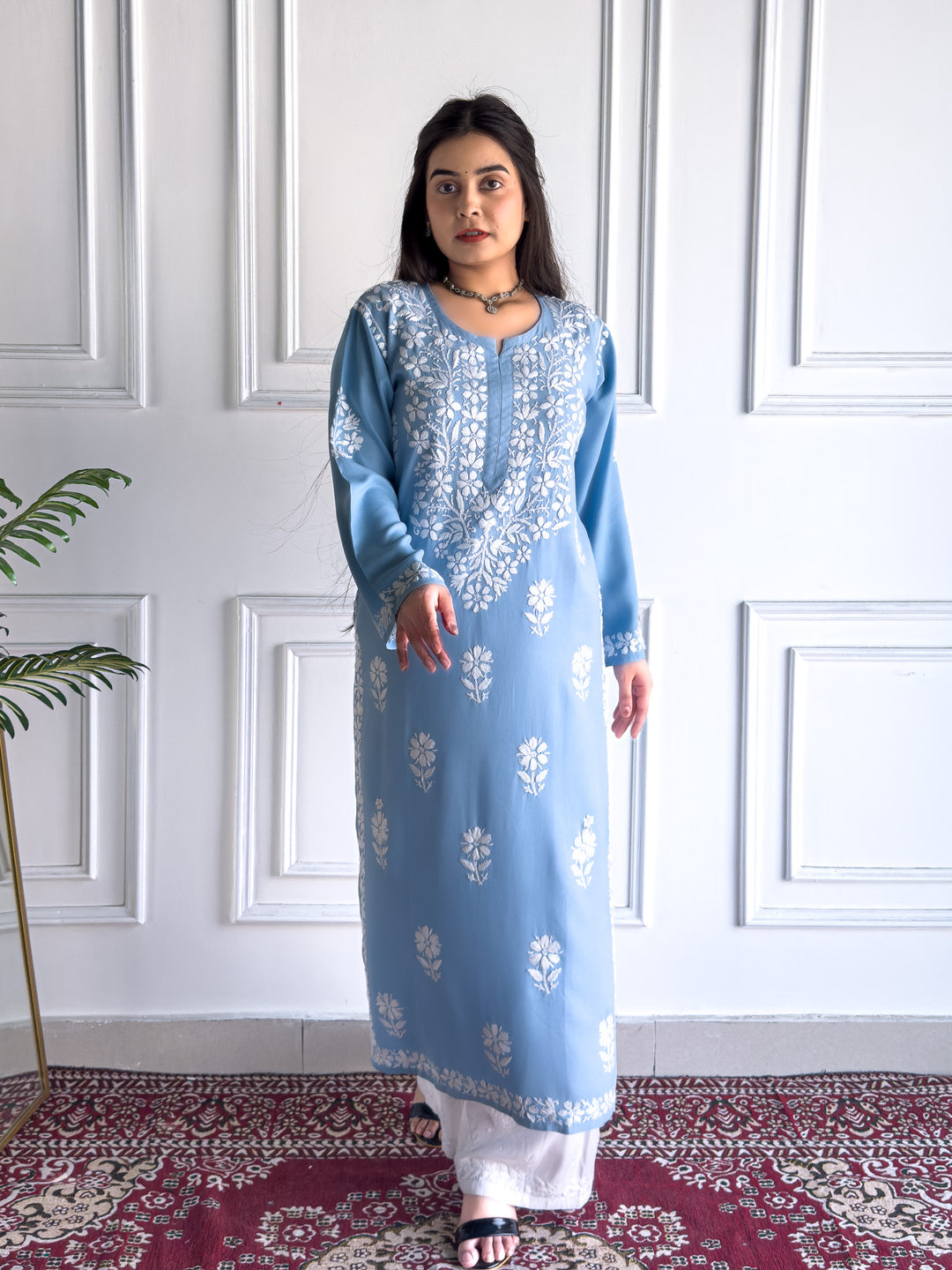 Anam Chikankari Rayon Straight Kurta