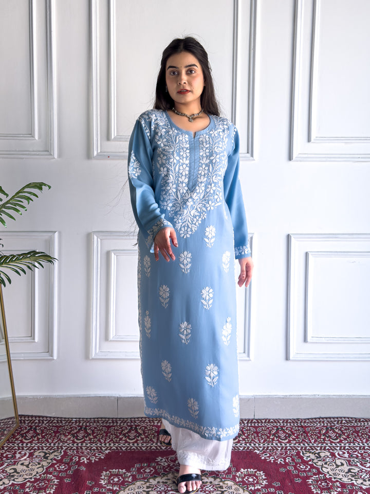 Anam Chikankari Rayon Straight Kurta