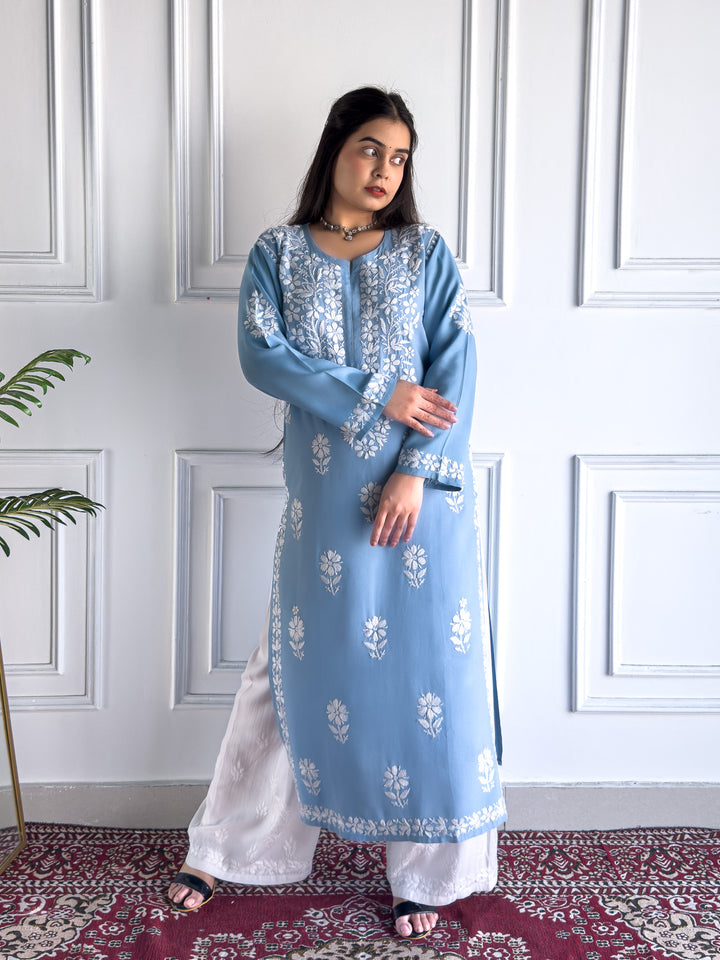 Anam Chikankari Rayon Straight Kurta