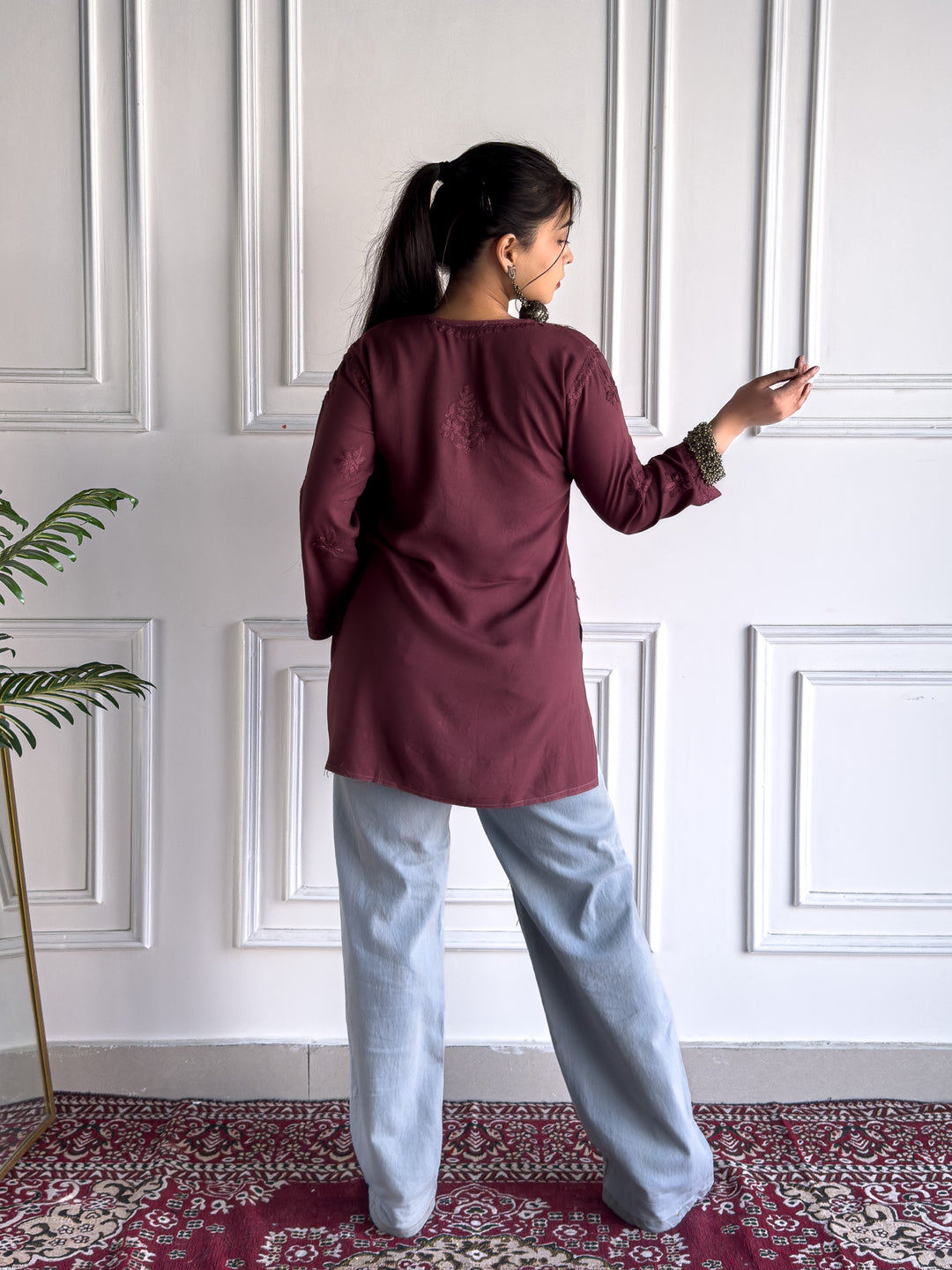 Mili Rayon Chikankari Short Kurti