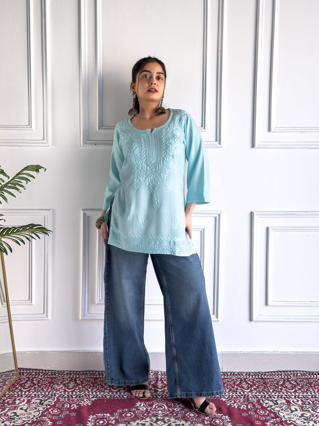 Hema Rayon Chikankari Short Kurti