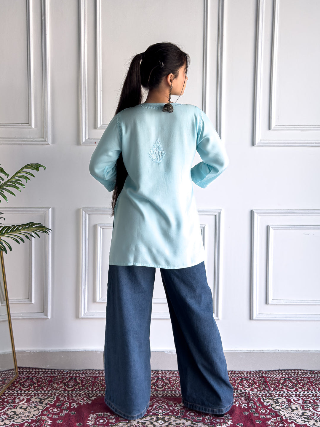 Hema Rayon Chikankari Short Kurti