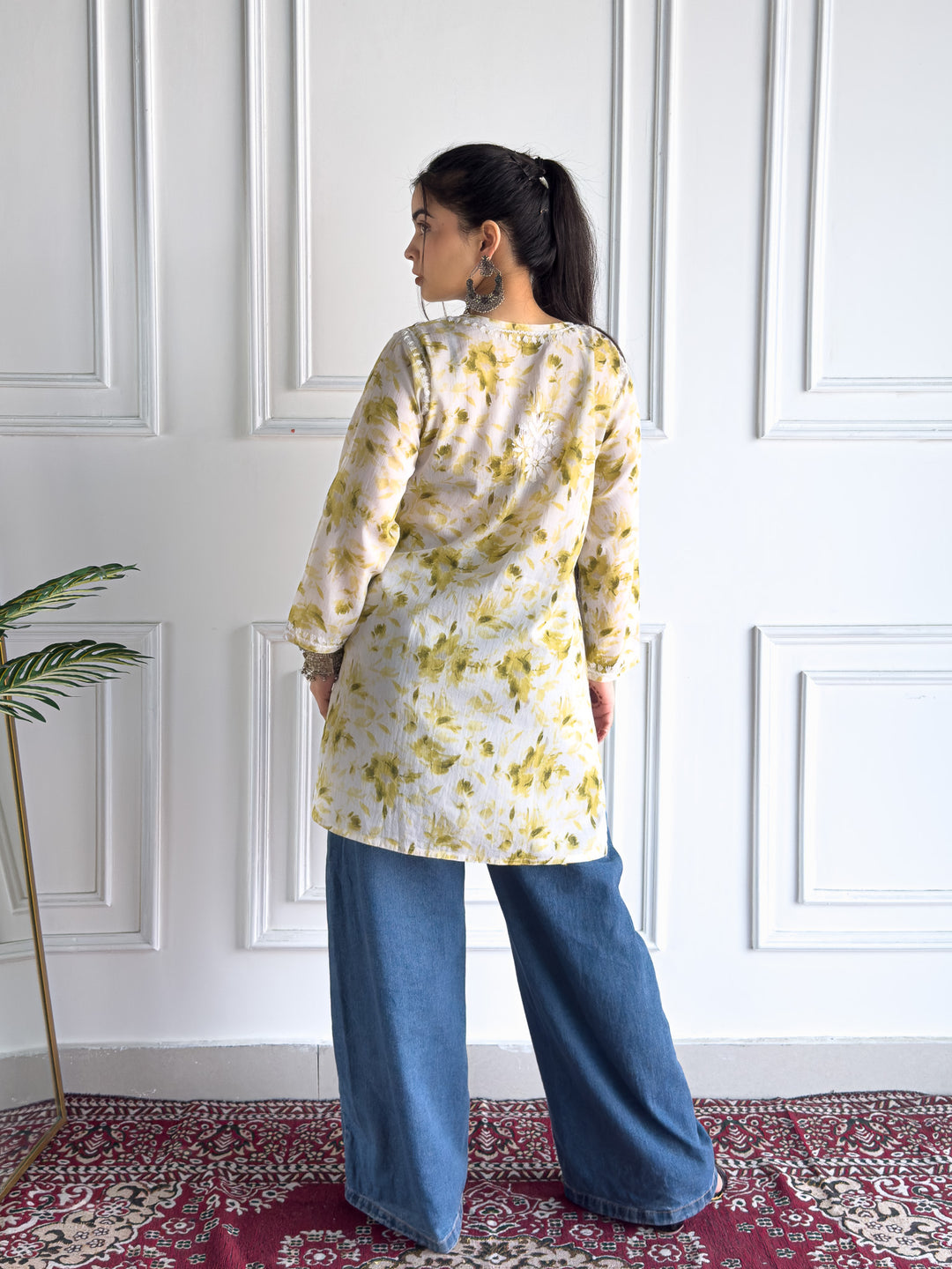 Vini Mulmul Print Chikankari Short Kurti