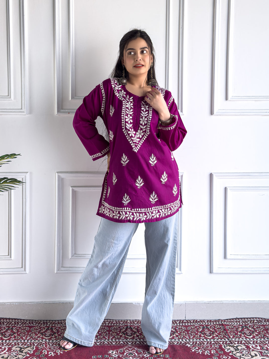 Maahi Chikankari Short Cotton Kurti