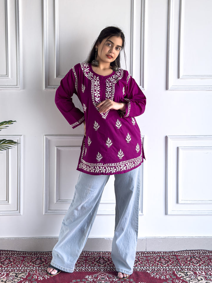 Maahi Chikankari Short Cotton Kurti