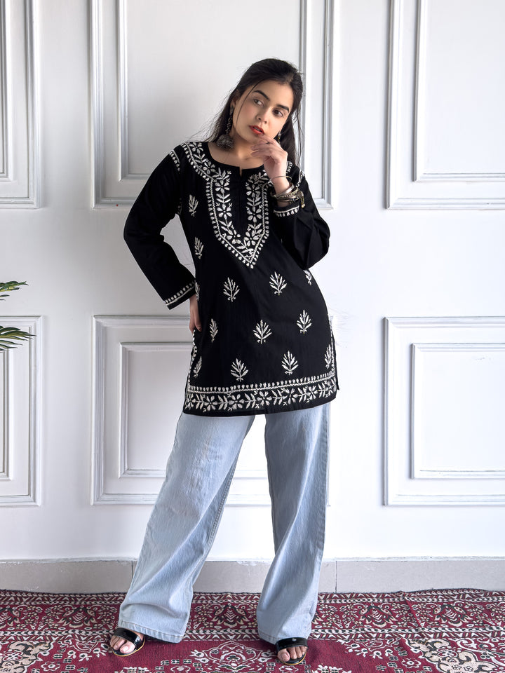 Maahi Chikankari Short Cotton Kurti