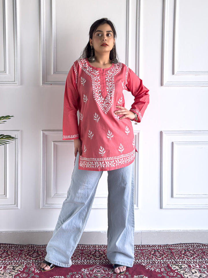 Maahi Chikankari Short Cotton Kurti