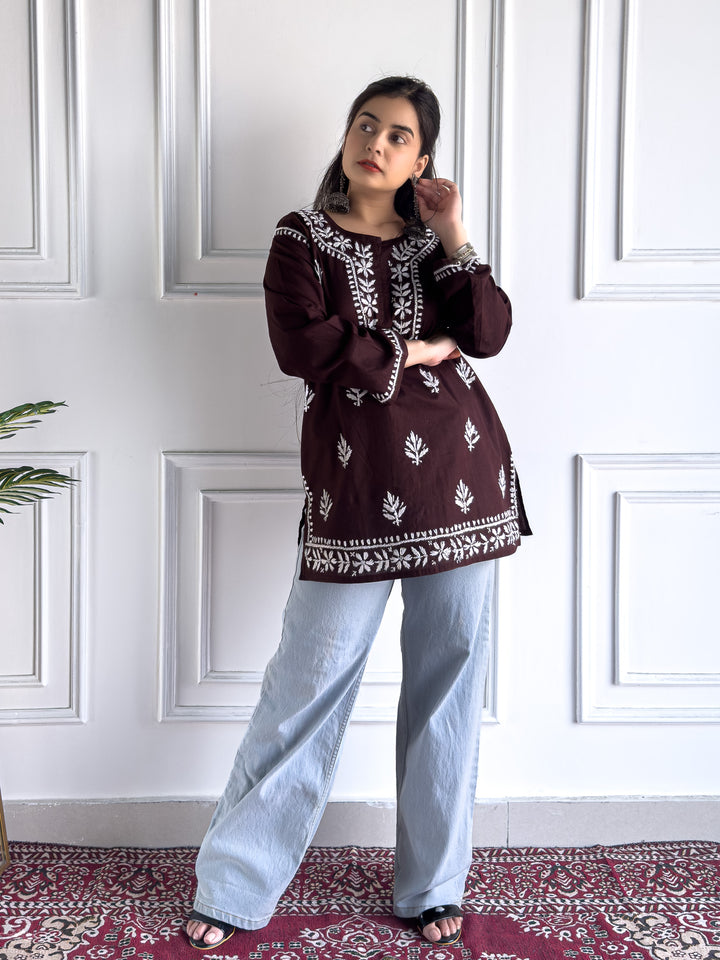 Maahi Chikankari Short Cotton Kurti