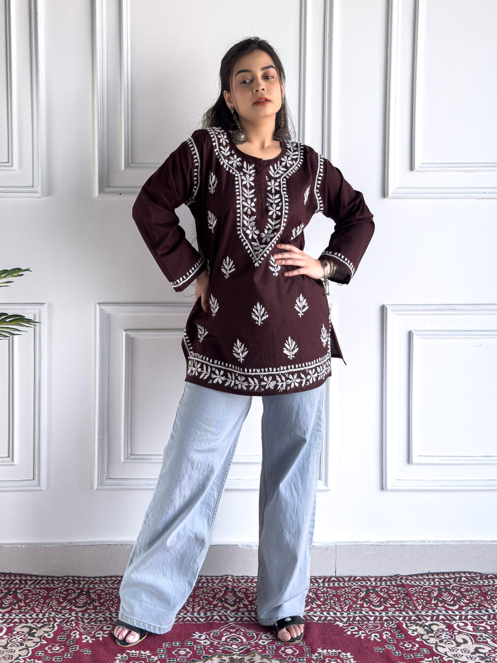 Maahi Chikankari Short Cotton Kurti