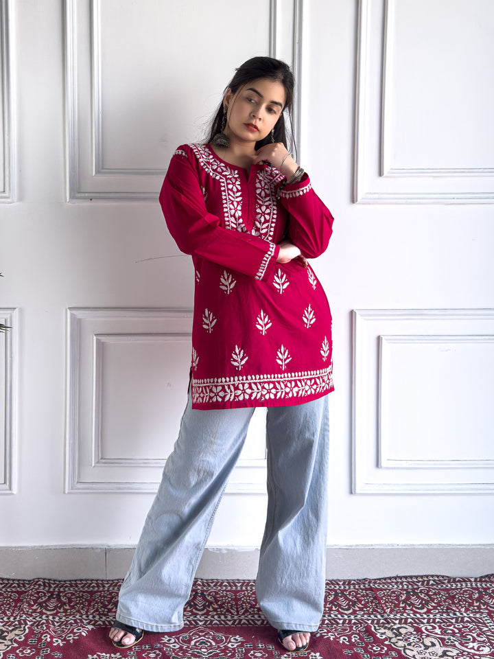 Maahi Chikankari Short Cotton Kurti
