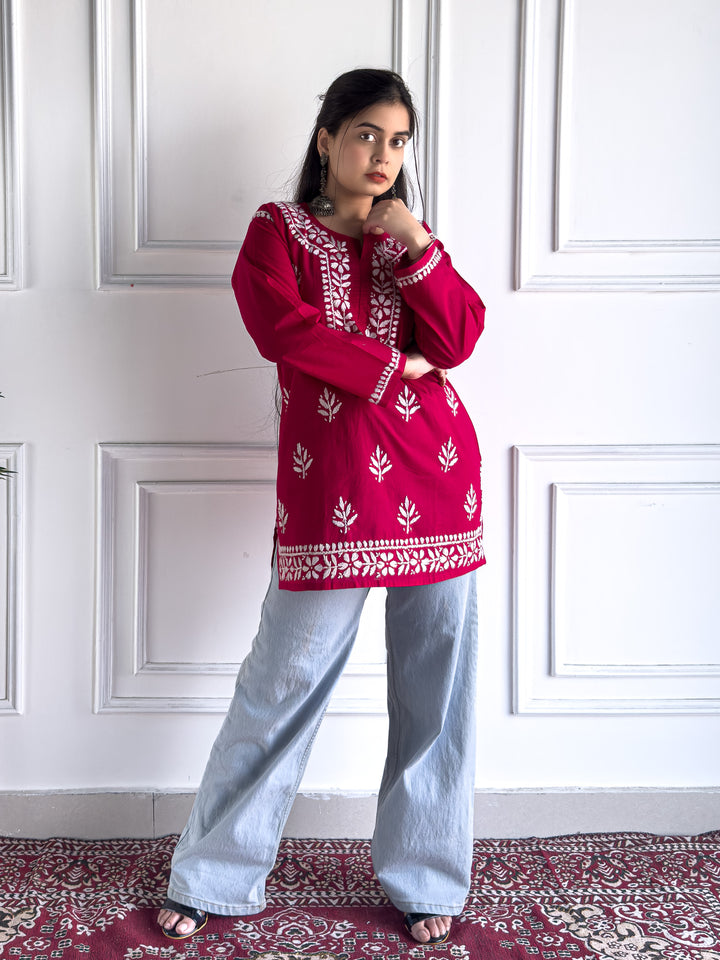 Maahi Chikankari Short Cotton Kurti