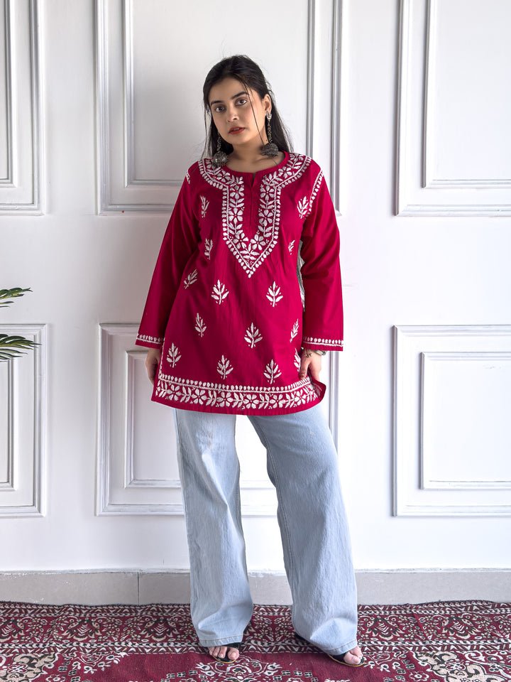 Maahi Chikankari Short Cotton Kurti