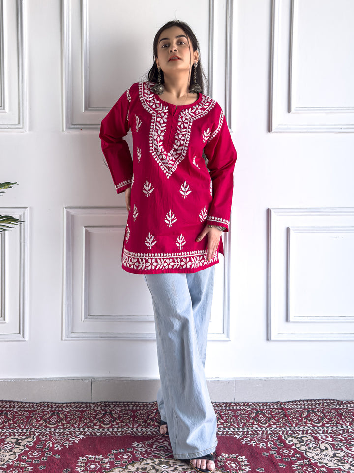 Maahi Chikankari Short Cotton Kurti