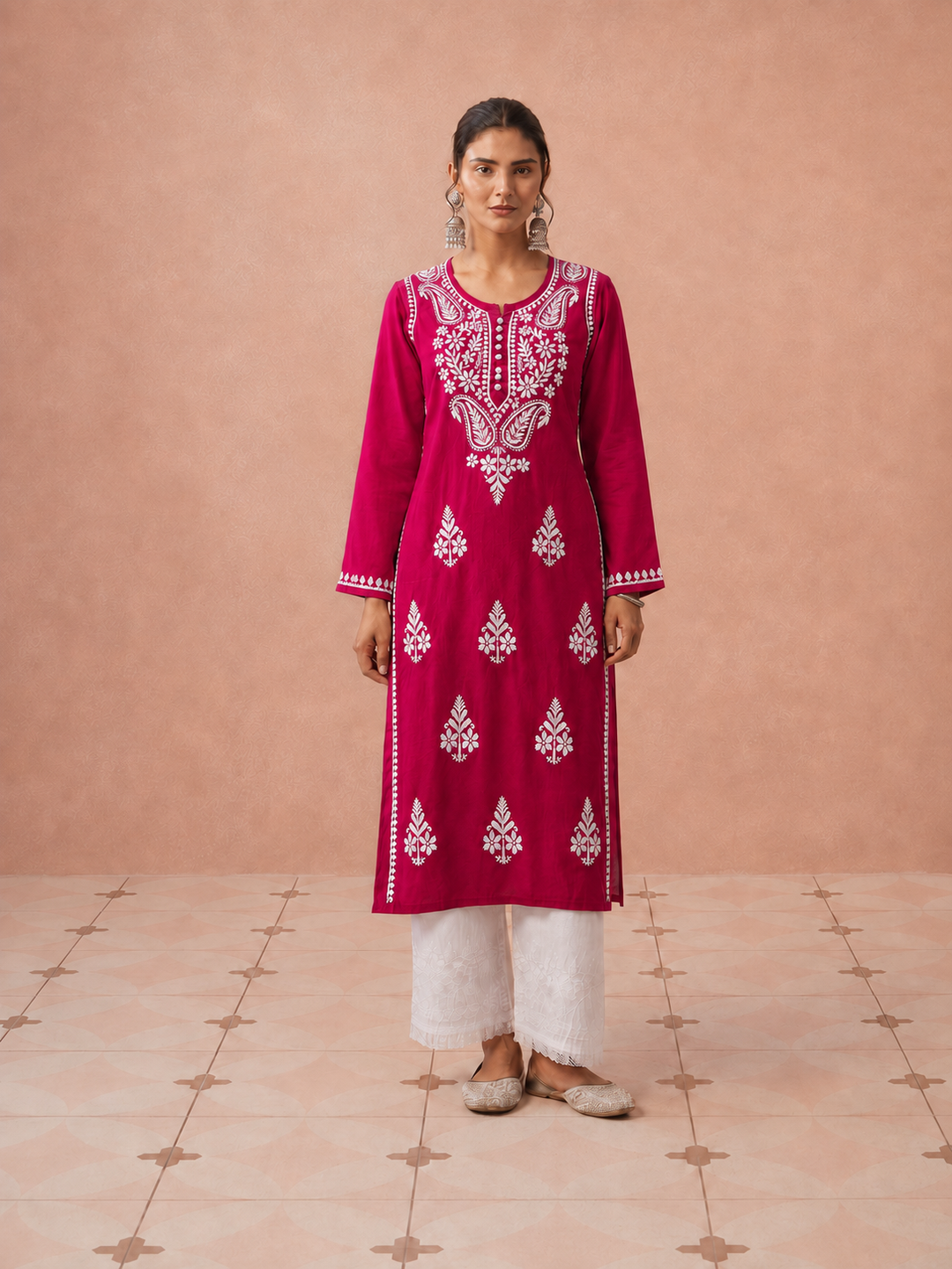 Leela Cotton Chikankari Straight Kurta