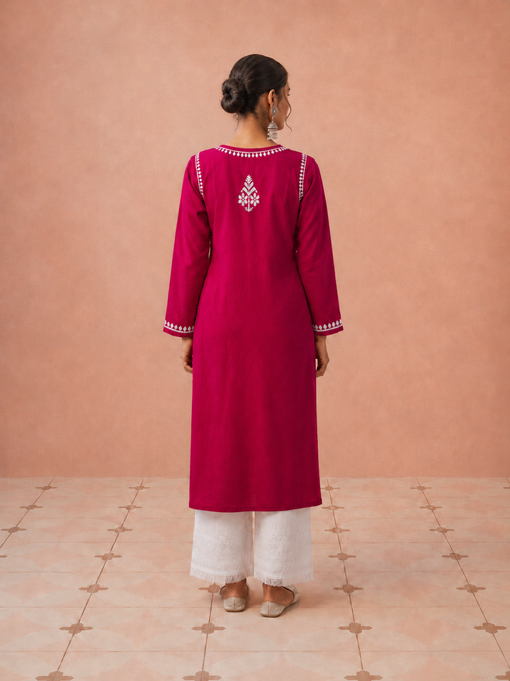 Leela Cotton Chikankari Straight Kurta