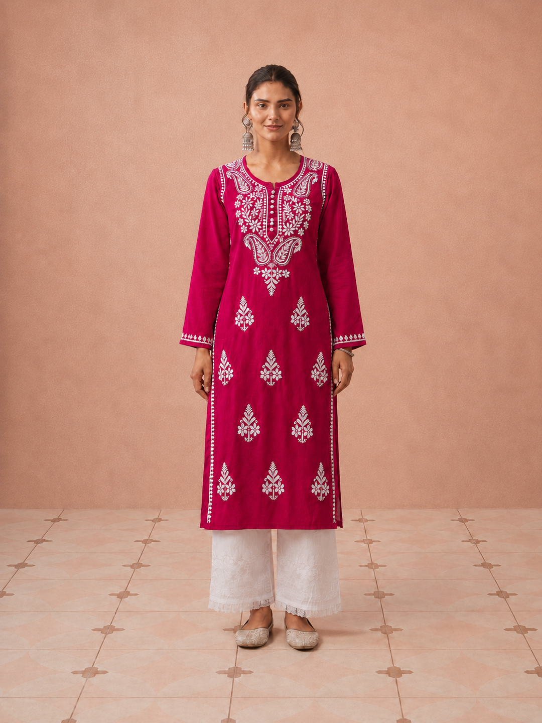 Leela Cotton Chikankari Straight Kurta
