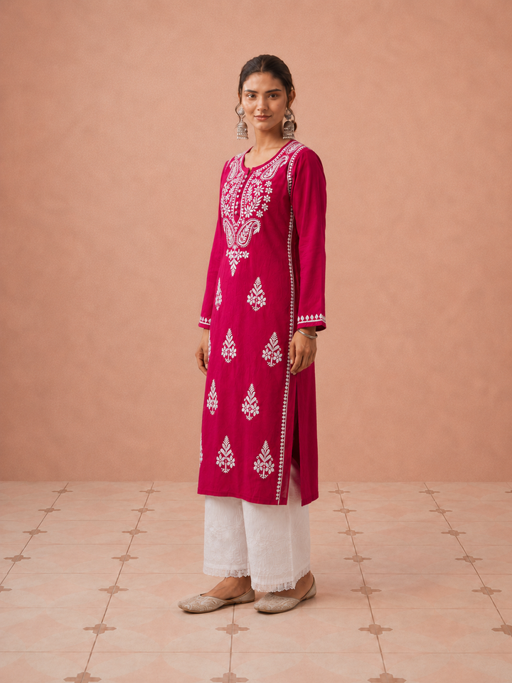 Leela Cotton Chikankari Straight Kurta