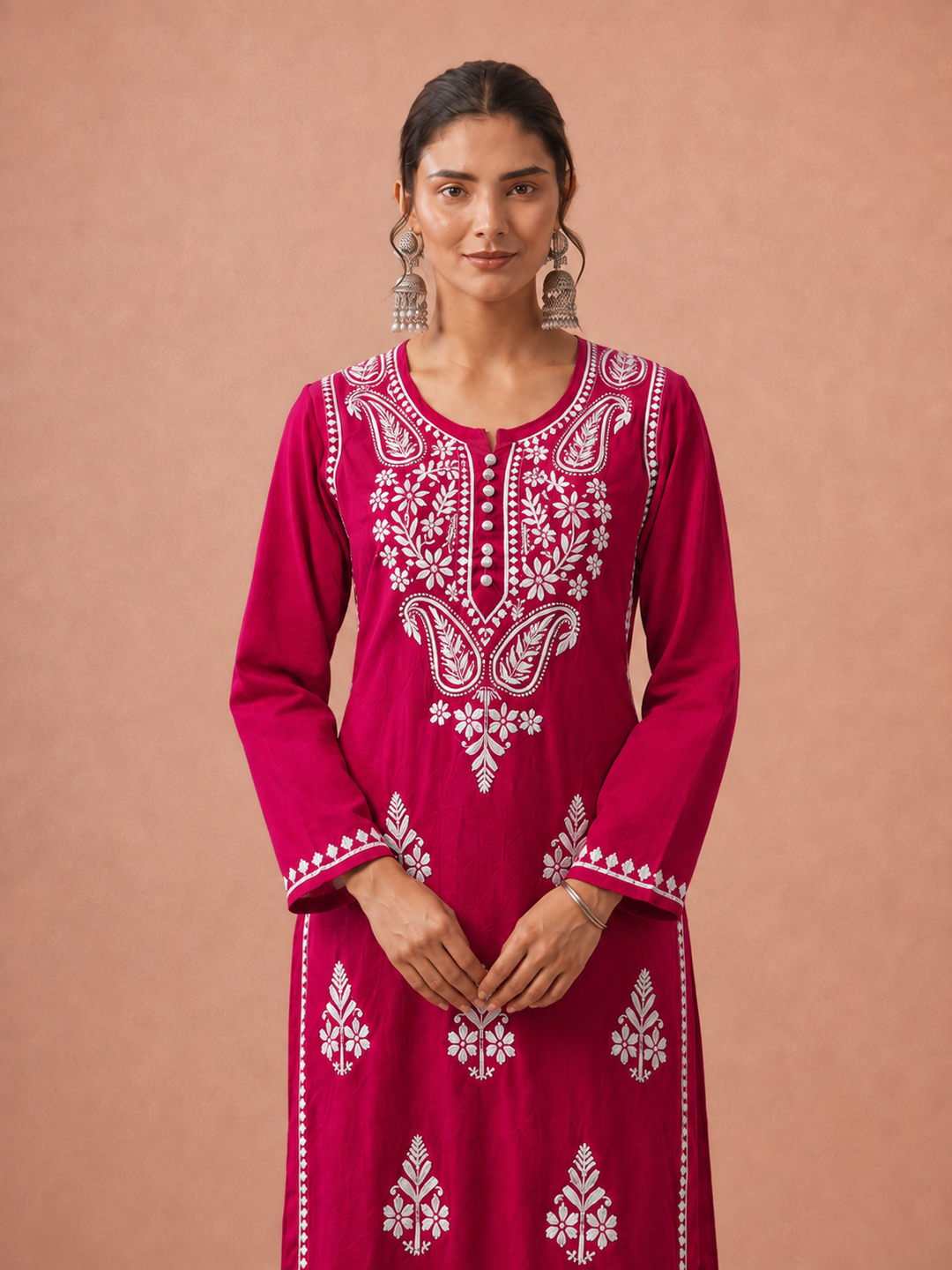 Leela Cotton Chikankari Straight Kurta