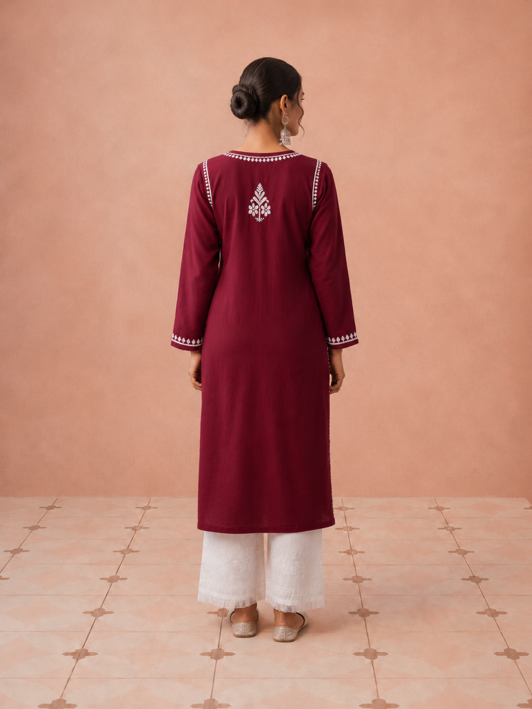 Leela Cotton Chikankari Straight Kurta