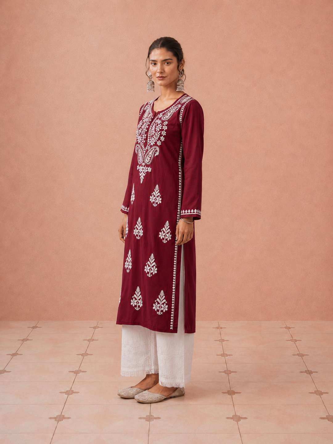 Leela Cotton Chikankari Straight Kurta