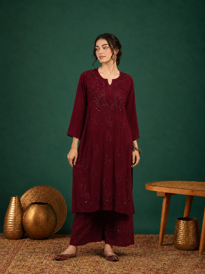 Jasmin Rayon Chikankari Mukaish Co-ord Set