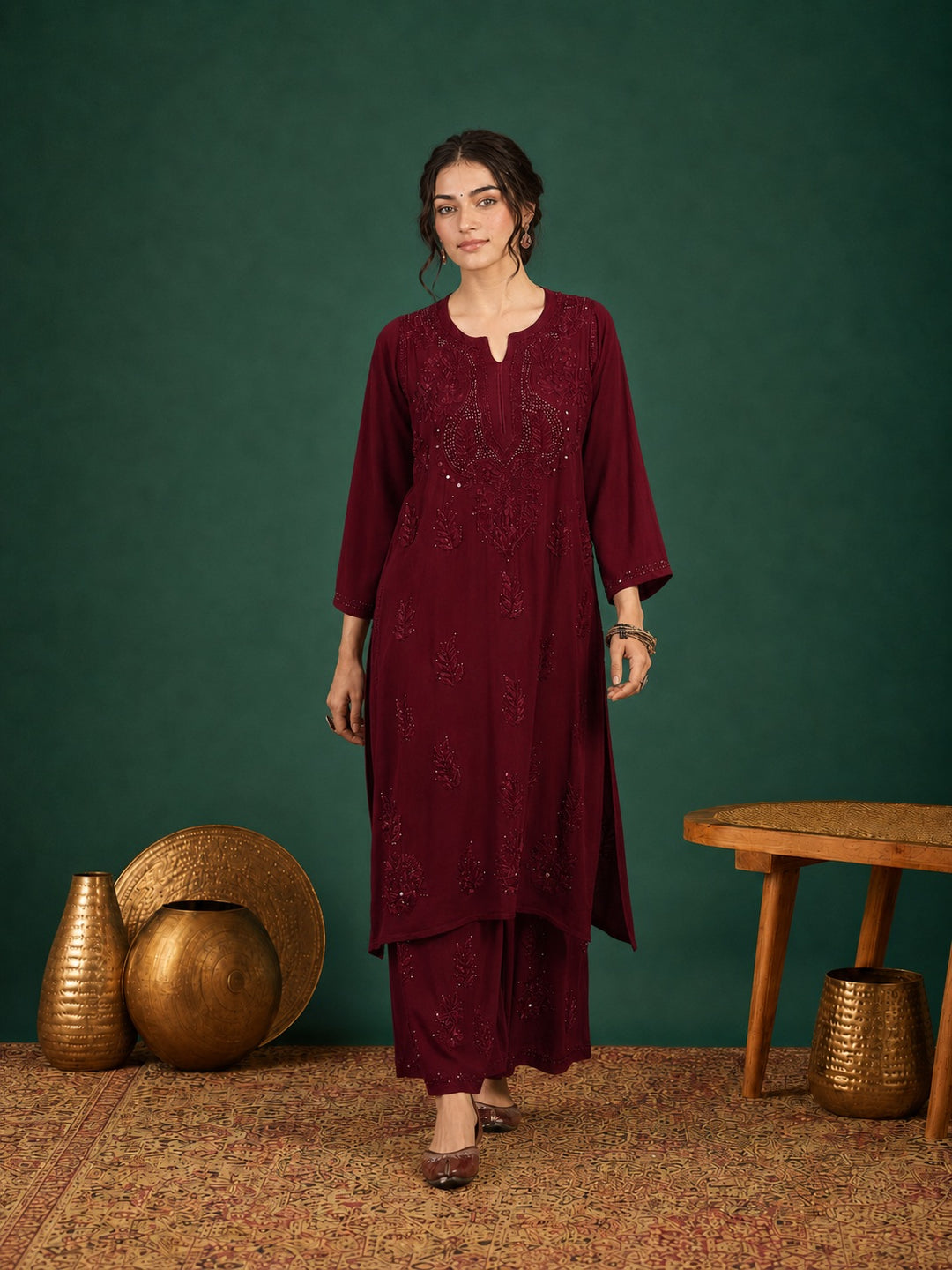 Jasmin Rayon Chikankari Mukaish Co-ord Set