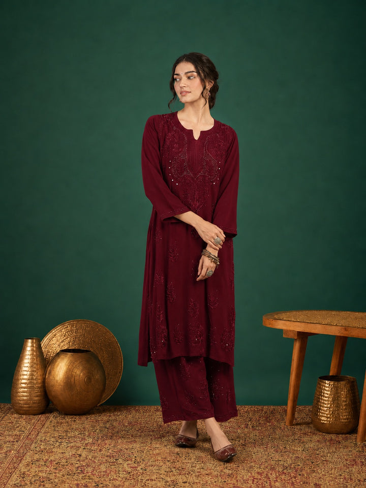 Jasmin Rayon Chikankari Mukaish Co-ord Set