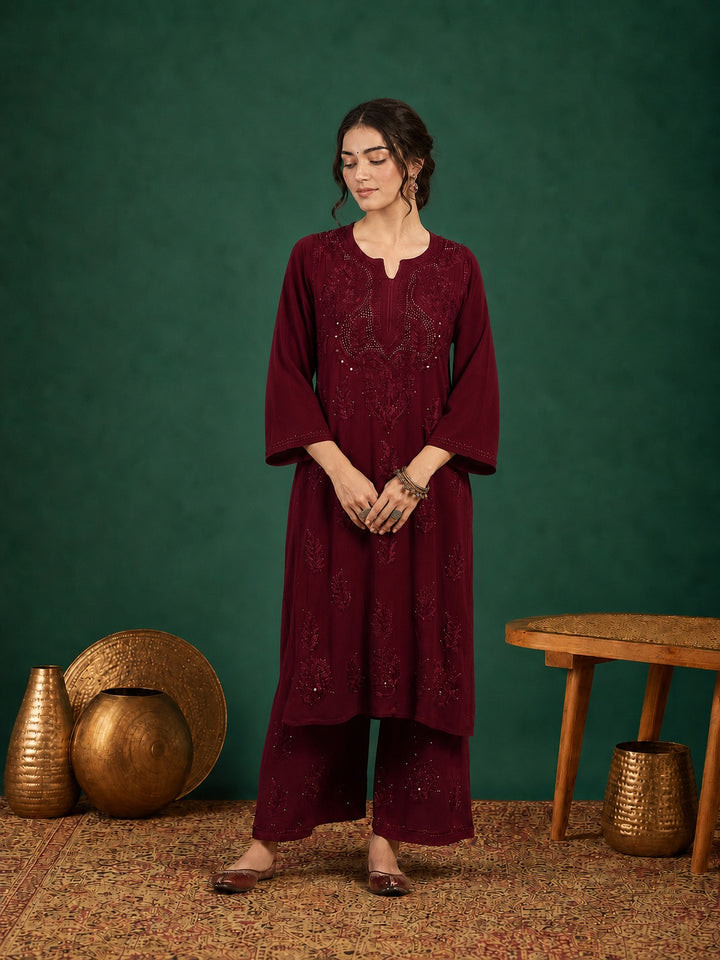 Jasmin Rayon Chikankari Mukaish Co-ord Set