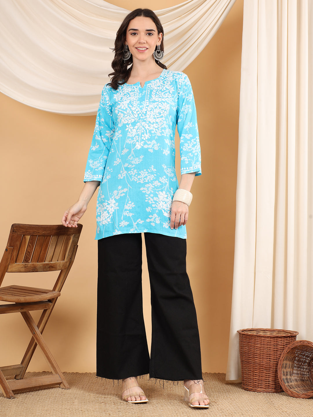 Naba Chikankari Mulmul Short Kurti