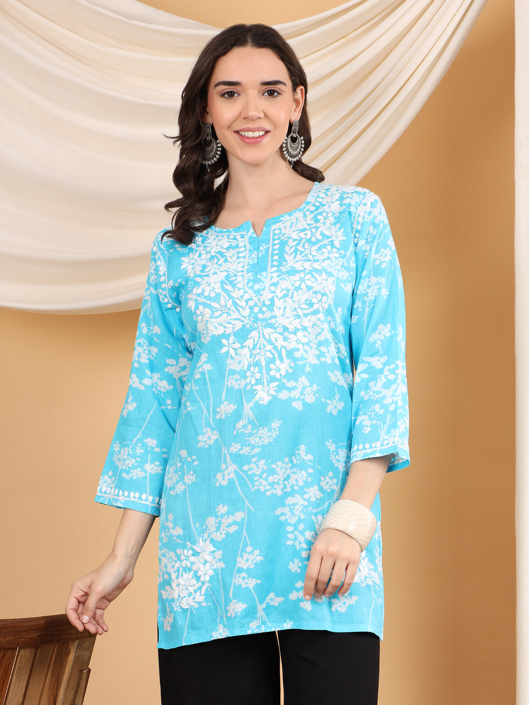 Naba Chikankari Mulmul Short Kurti