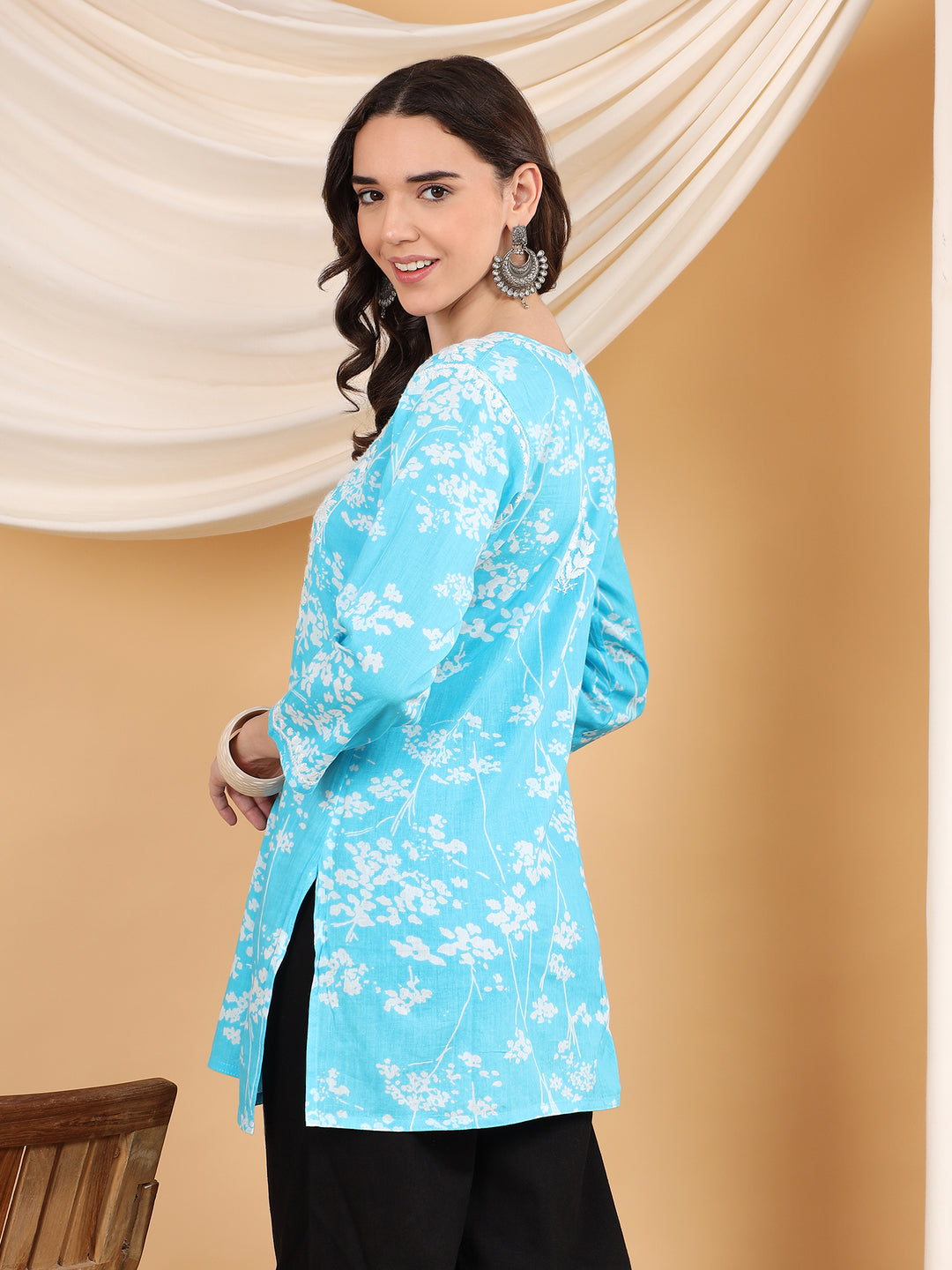 Naba Chikankari Mulmul Short Kurti