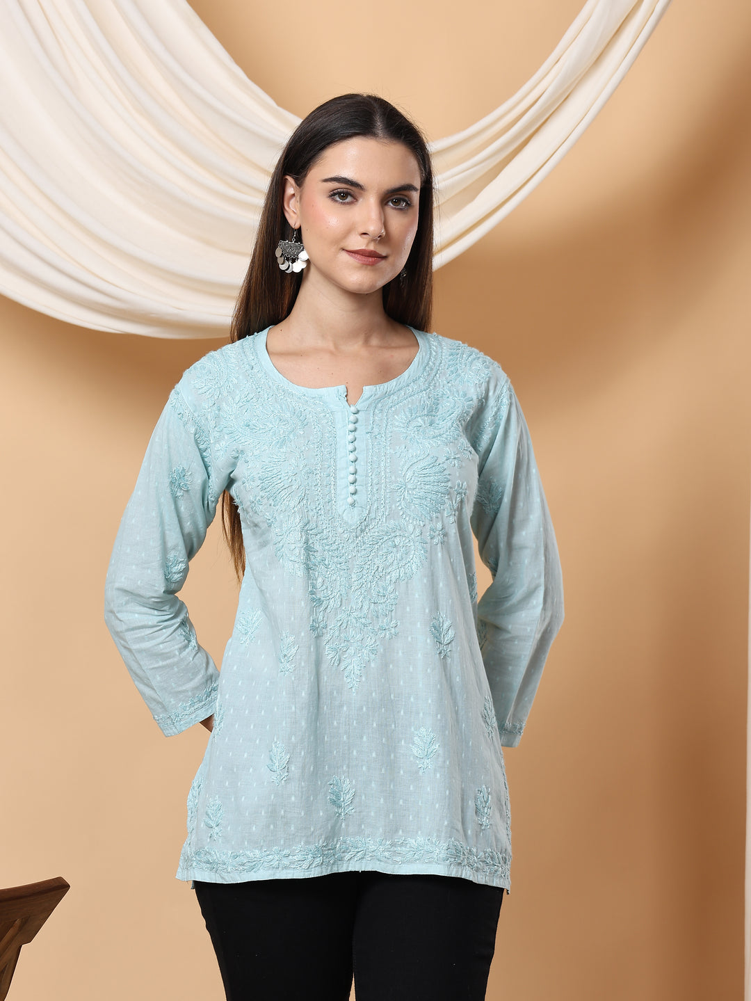 Adya Chikankari Short Dyed Kurti