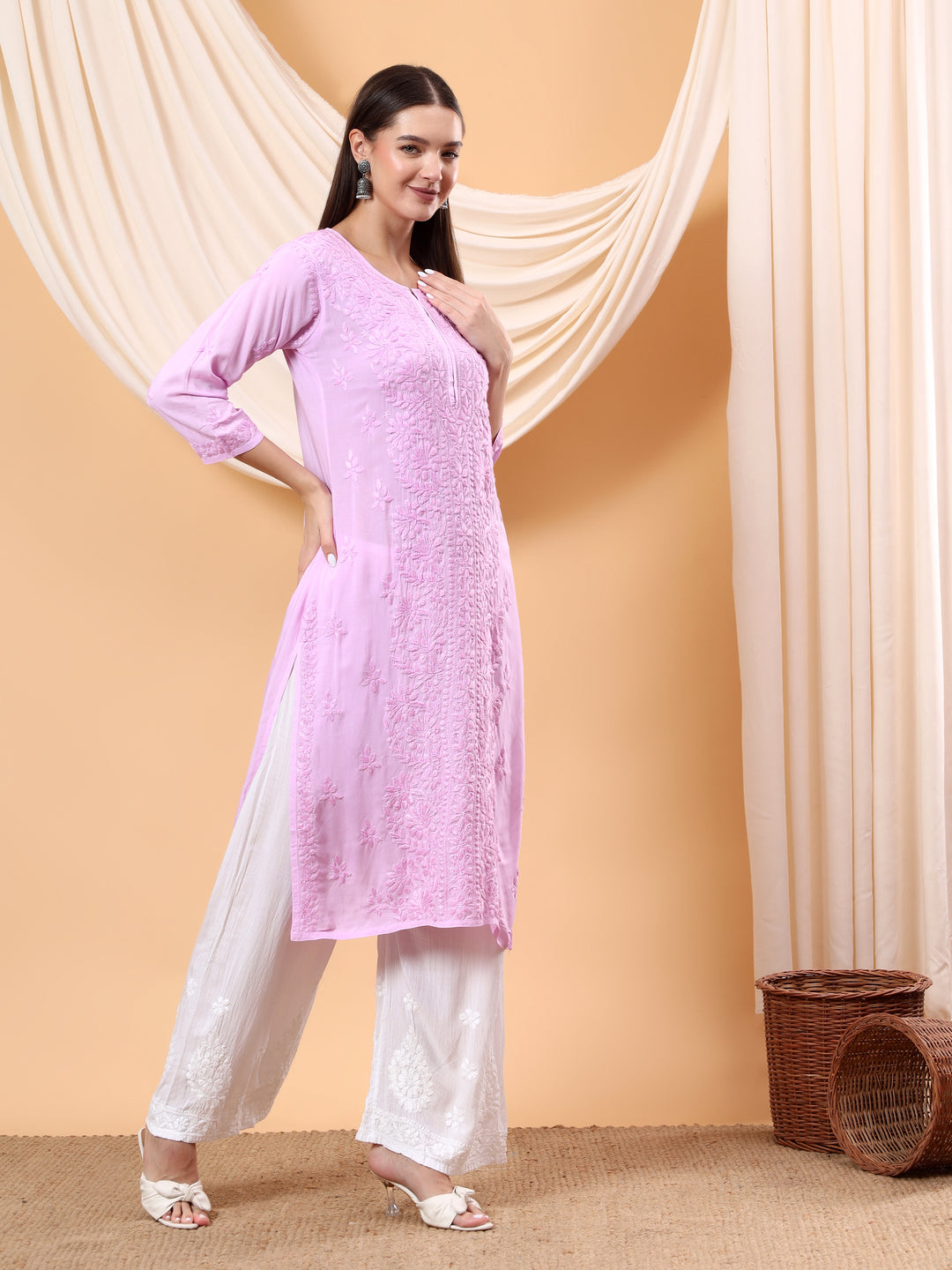 Alina Chikankari Modal Straight Kurta