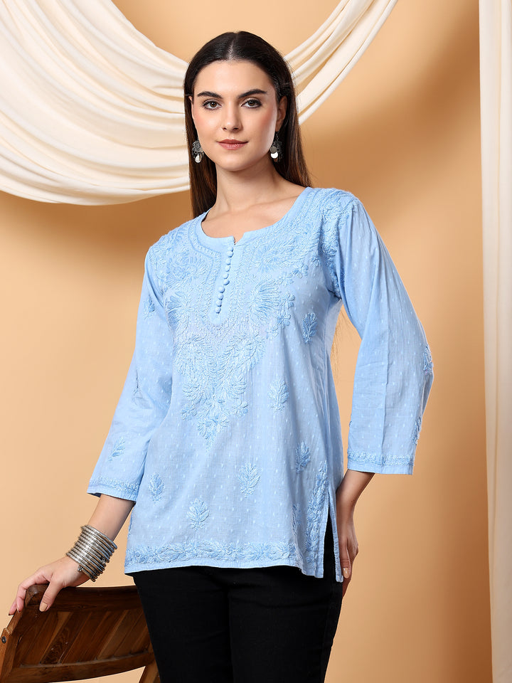 Adya Chikankari Short Dyed Kurti