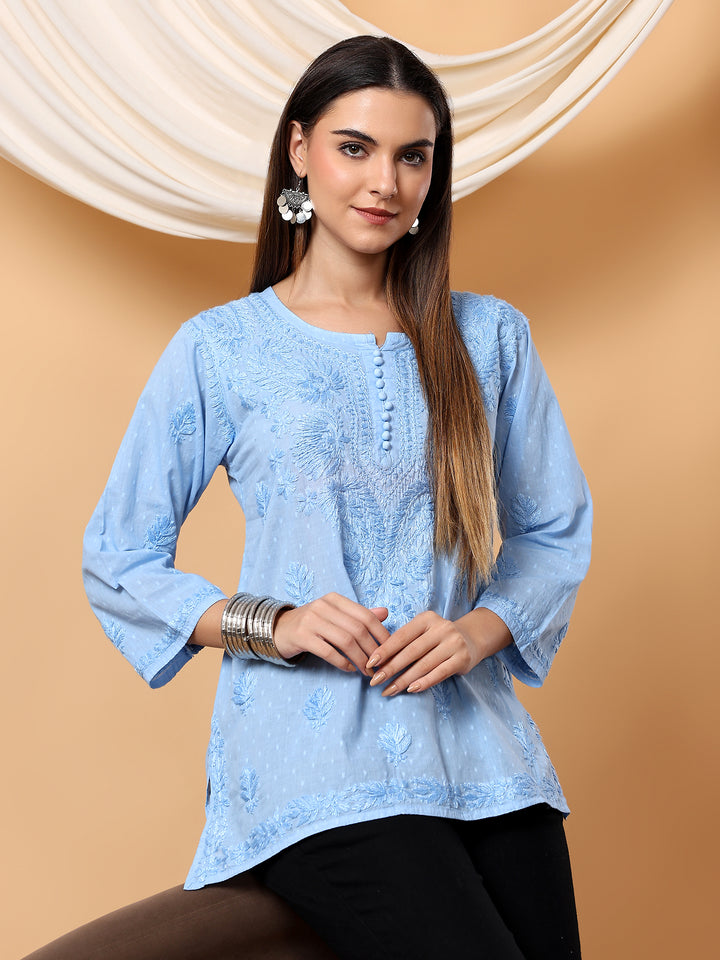 Adya Chikankari Short Dyed Kurti