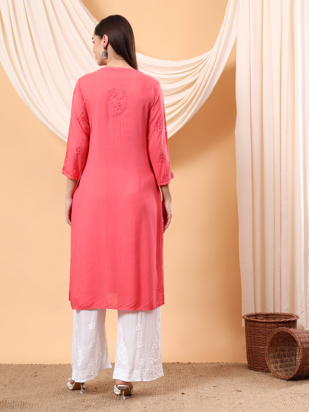 Alina Chikankari Modal Straight Kurta