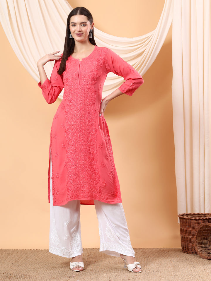 Alina Chikankari Modal Straight Kurta